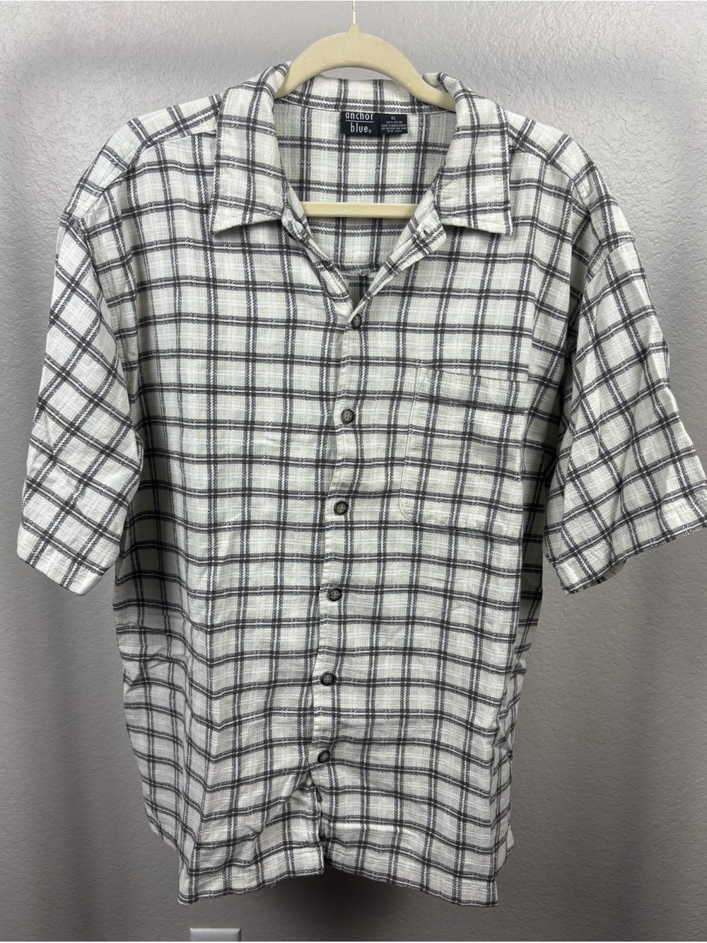 Anchor Blue Men’s Plaid Short-Sleeve Button Shirt